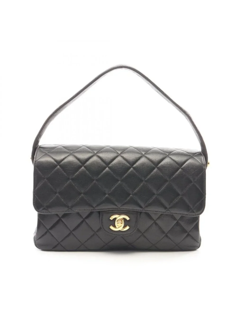 Chanel Quilted Face Black Lambskin Shoulder Bag